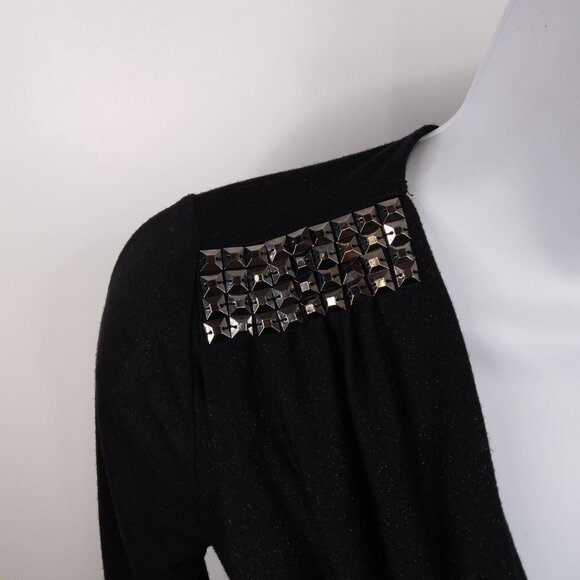 Armani Exchange Long Sleeve Black Shinny Top Faux Wrap Size XS - Picture 8 of 10